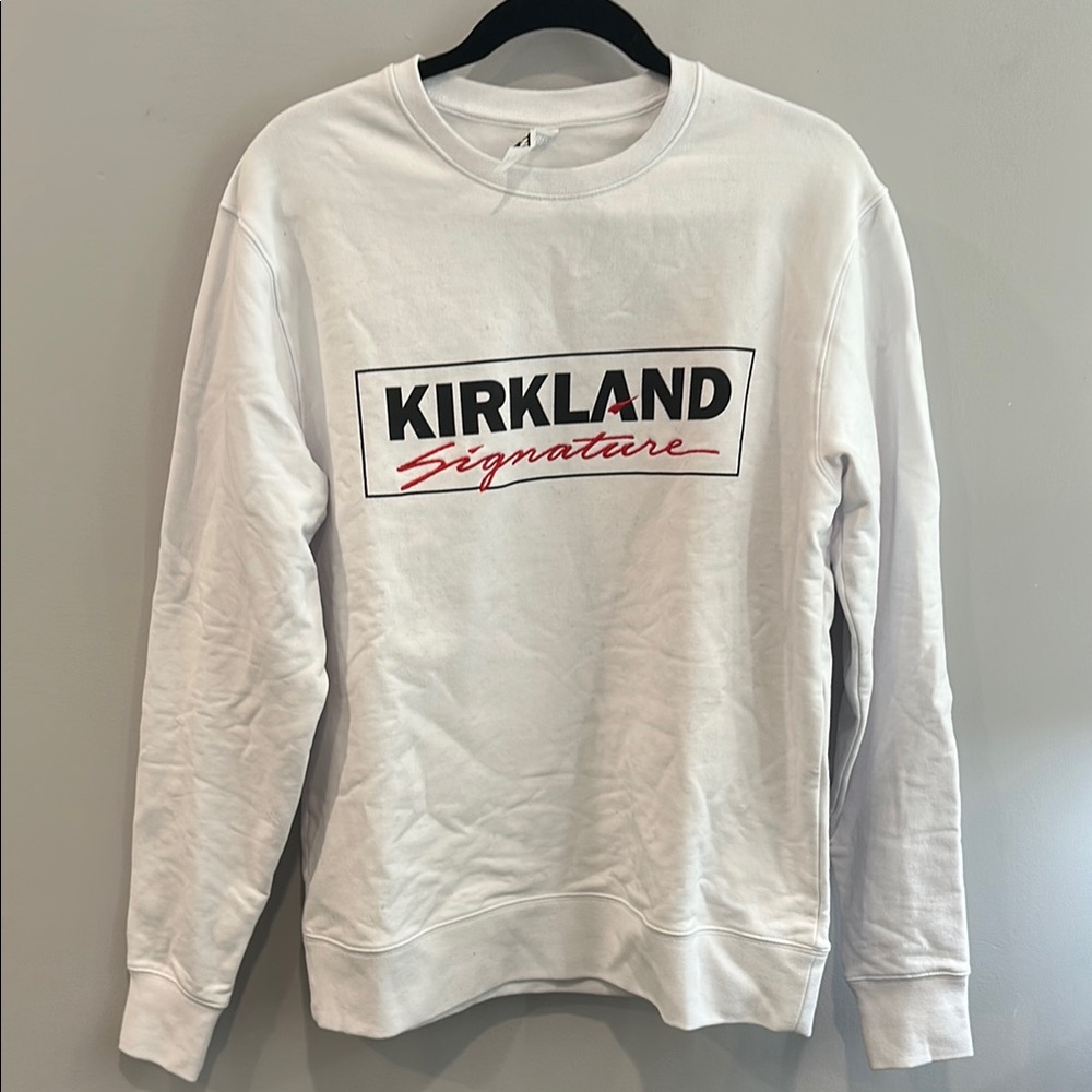 Kirkland Signature White Crew Neck Sweater Cotton Blend